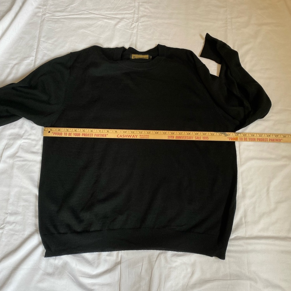 Old Money Mens Black Crewneck Knit Sweater Extra Large Wool Blend Minimalist - Picture 9 of 15